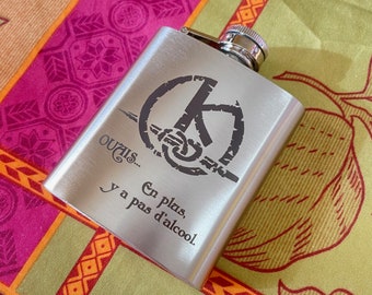 Stainless Steel Alcohol Flask - Personalized with Kaamelott logo + Merlin replica - Flask