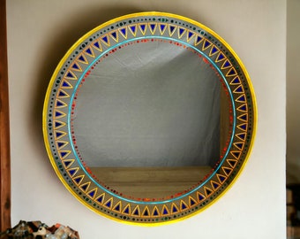 wall mirror, decorative mirror, special design mirror, led mirror, colored mirror, handmade, stained glass technique,ethnic pattern