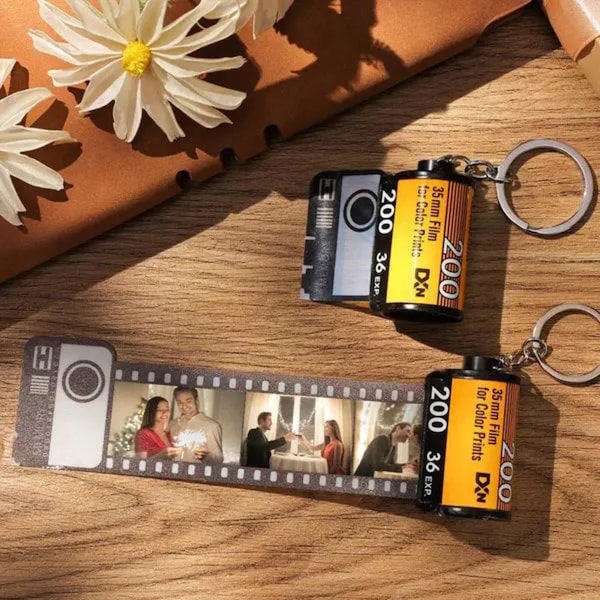 Custom Picture Film Roll Keychain | Camera Film Keychain | Unique Photo Keychain | Engagement Anniversary Gifts | Film Roll Keychain |