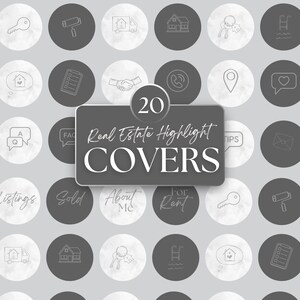Copertine in evidenza per Instagram di immobili: icone di agenti immobiliari (modelli Canva, download digitale)