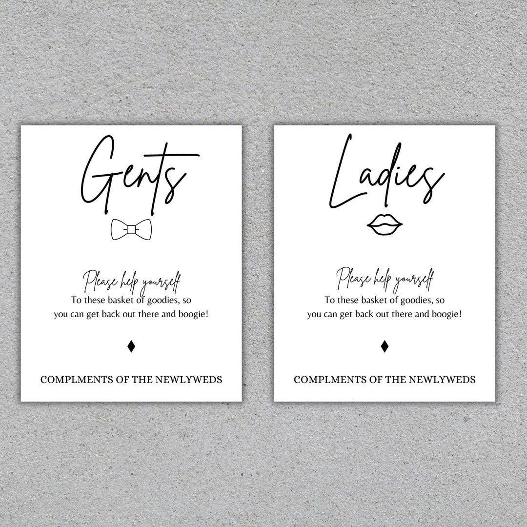 Wedding Bathroom Sign, Wedding Printable Sign, Simple Bathroom Wedding ...