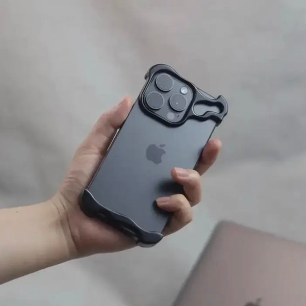 Funda minimalista para teléfono iPhone estilo Y2K de metal líquido para todos los modelos 13, 14, 15 / Funda de parachoques de metal de aluminio de alta calidad