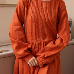 Long Linen Dress for Women | Long Sleeve Dress with Belt | Natural Linen Clothing | Full-Length Maxi Dress | Summer Dress | Plus Size Dress