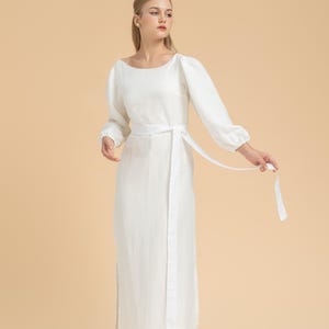 Boat Neck Linen Dress VIVIAN, Vintage Linen Dress, Linen Maxi Dress, Handmade dress, Long Sleeves Linen dress, Linen Clothing for Women
