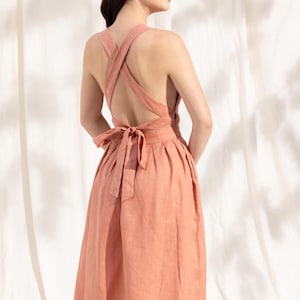 backless pinafore dress Dress, Heart Neckline Dress, Midi With Pockets, Linen Dress, Linen Clothing, Beach Dress, Linen Dress, Women Dress Formal Halter Backless 3D SALE ITEMS Color:VINTAGE WHITE this LAGENCE shirt is