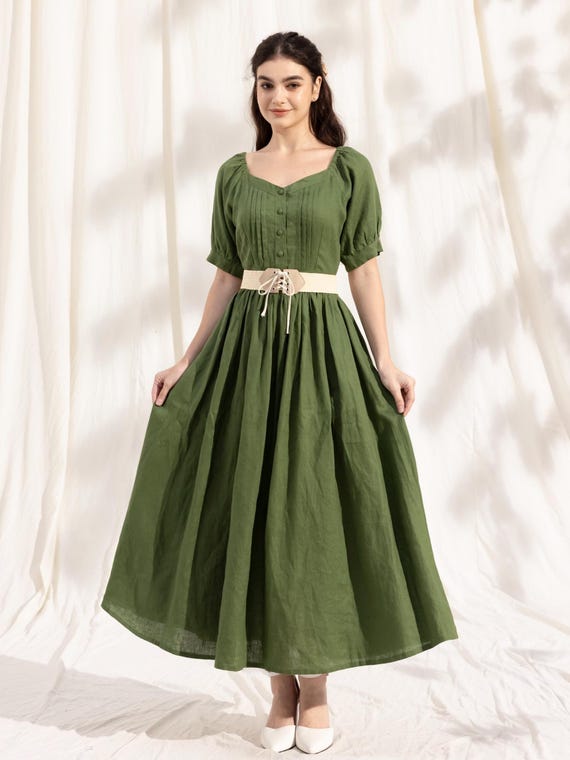 knee length dresses for ladies Linen Summer Wedding Dress Nadia main image 0