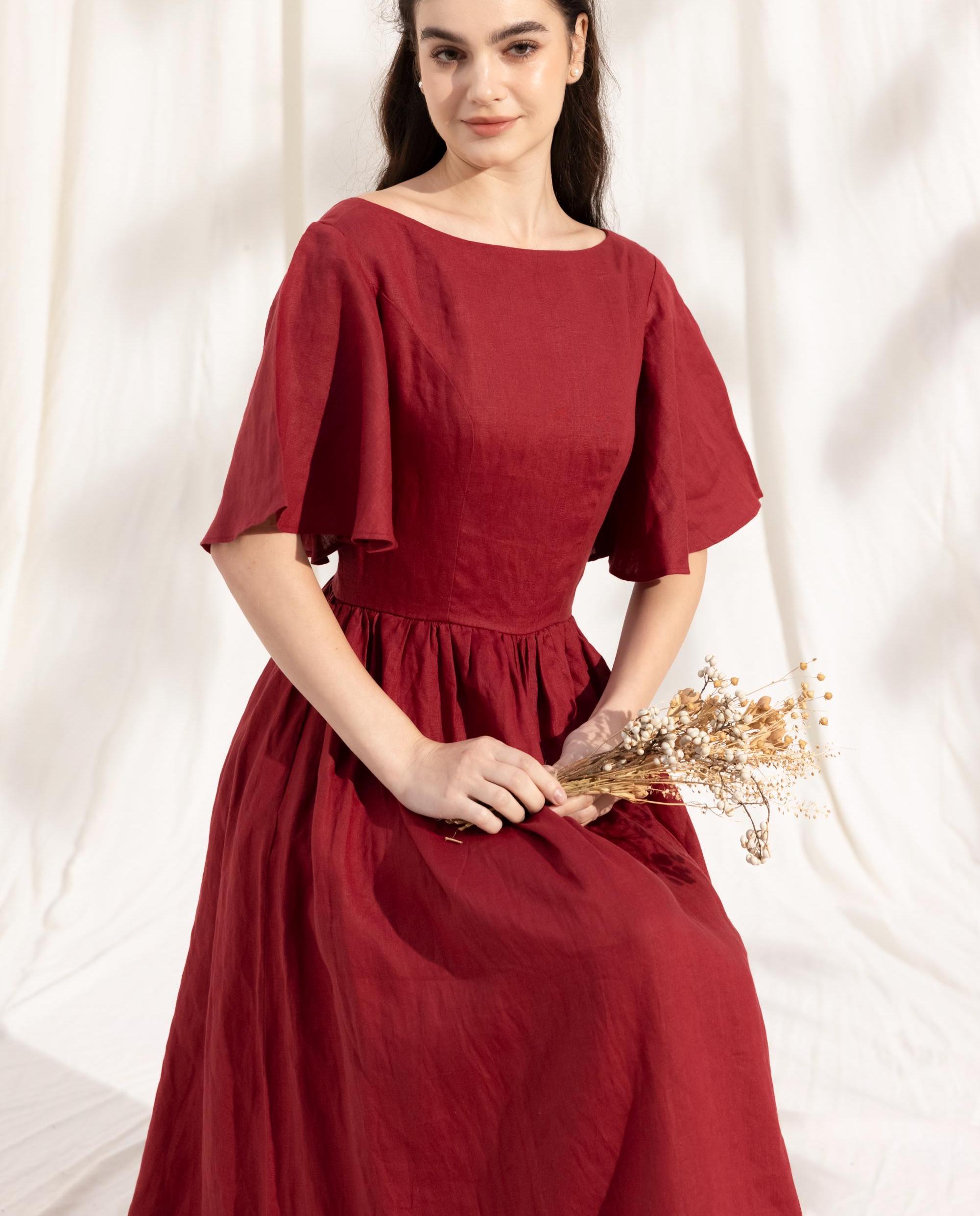 brick colour dress party wear Brick Color Dress