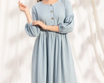 Cotton Muslin Dress, Women Oversized Muslin Dress, Muslin Dress, Double Gauze Women Dress, Summer Cotton Dress, Muslin fabric