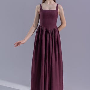 Linen summer dress with square neck, linen dresses, linen clothing, simple elegant sleeveless dress, Christmas Gift