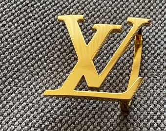 Vintage Louis Vuitton 40mm Initiales LV Gold Shiny Polished Belt Buckle Schnalle Fibbia Boucle Cintura Gürtel