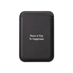 Vegan Leather MagSafe Wallet: Peace Is Key Design, Eco-Friendly Card Holder