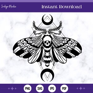 Todesmotte mit Monden SVG | DeathMoth svg | Todesmotte SVG | Cricut Schneidedatei / digitaler Download pdf * png * svg, Hexe, Gothic, Pagan