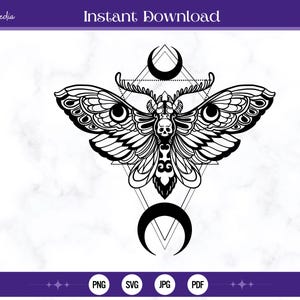 Todesmotte mit Monden Geometrie SVG | DeathMoth svg | Todesmotte SVG | Cricut Plotterdatei / digitaler Download pdf * png * svg