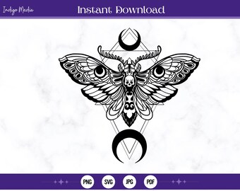 Death Moth with Moons Geometry SVG | DeathMoth svg | Death Moth SVG | Cricut Cutting file / digital download pdf * png * svg
