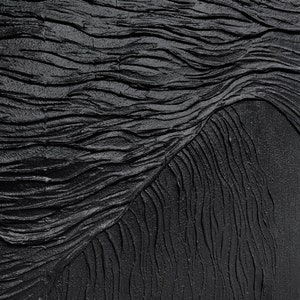 Grande peinture abstraite noire, peinture texturée 3D noire, peinture sur plâtre noir, art mural wabi-sabi noir, décoration murale minimaliste bohème noire image 3