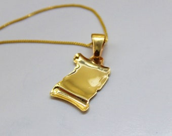 Personalizable scroll pendant made of 585 yellow gold 14K - tank style chain