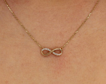 14K infinity sign gold chain in 585 yellow gold in anchor style