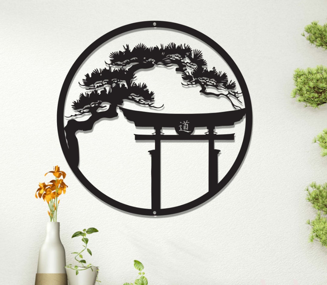 Japanese Metal Wall Art Bonsai Tree Metal Art Cherry Bonsai Tree Metal
