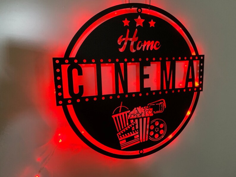 Custom Cinema Metal Sign With LED Lights, Movie Theatre Metal Sign ...