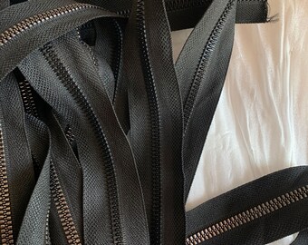 Black Zipper Chain 16 inches, Nylon Zipper Chain for Crafts