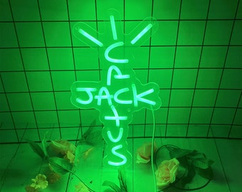 Cactus Jack Neon Sign,Green Words Neon Light Sign,Wall Art Neon Light Aesthetic Room Decor,LED Neon Sign for bedroom Home Bar Party Decor