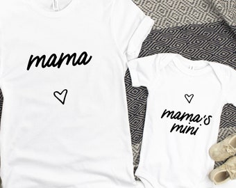 Mama Dochter Partner Look T-Shirt Moederdag Set Mama Mini Moeder Dochter / 1e Moederdag Cadeau Baby Romper Eerste Moederdag Cadeau