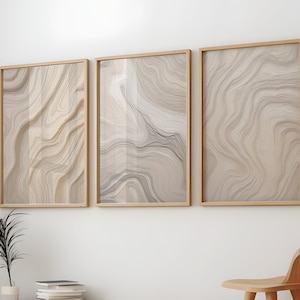 Modern Neutral Abstract Printable Wall Art Set of 3, Simple Line Print, Beige Minimalist Wall Art, Contemporary Home Decor Modern Wall Art