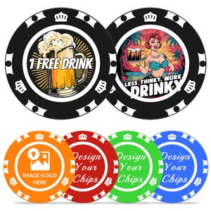 Fichas de póker personalizadas de 100 a 500 unidades, fichas de póker de plástico con foto, fichas con logotipo personalizado, fichas de casino de Las Vegas, fichas para una bebida