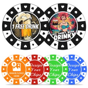 100-500 benutzerdefinierte Pokerchips, personalisierte Getränketoken, bedruckt mit Logo-Pokerchips, gut für einen kostenlosen Getränkebarchip, Pokerspielergeschenke