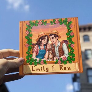 Anpassat parfamiljhusdjur STARDEW VALLEY-porträtt, personligt Stardew Valley-porträtt, anpassat pixelerat parporträtt, gåvoporträtt för par bild 7