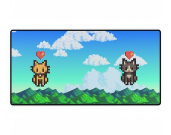 Stardew Valley Cat Desk Mat / Gaming Mouse Pad XXL, Gaming Desk Pad, Extended Gaming Keyboard Mat Pad, Pixel Art Extra Large Mouse Pad