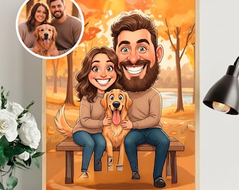 Custom Funny Couple Caricature Portrait - Personalized Cartoon Art for Wedding, Anniversary & Engagement Gifts - Unique Digital Illustration