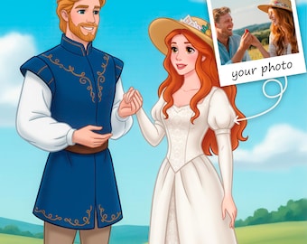 Custom Disney Style Portrait from Photo | Personalized Cartoon Drawing | Disney-Inspired Digital Art for Kids, Family, Couples & Pets