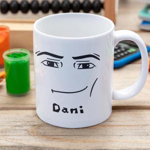 Roblox Man Face, Custom Name Mug, 11oz Double Sided Ceramic Mug, Gamer Roblox Face, Mug Gamer Mug, Gift for kid, Gift for son