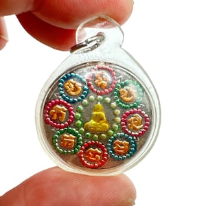 Luang Pho Yosotorn 3D Enamel Coin Amulet | Plastic Frame | Thai Talisman for Protection, Fortune, Health, and Prosperity, Charm Necklace