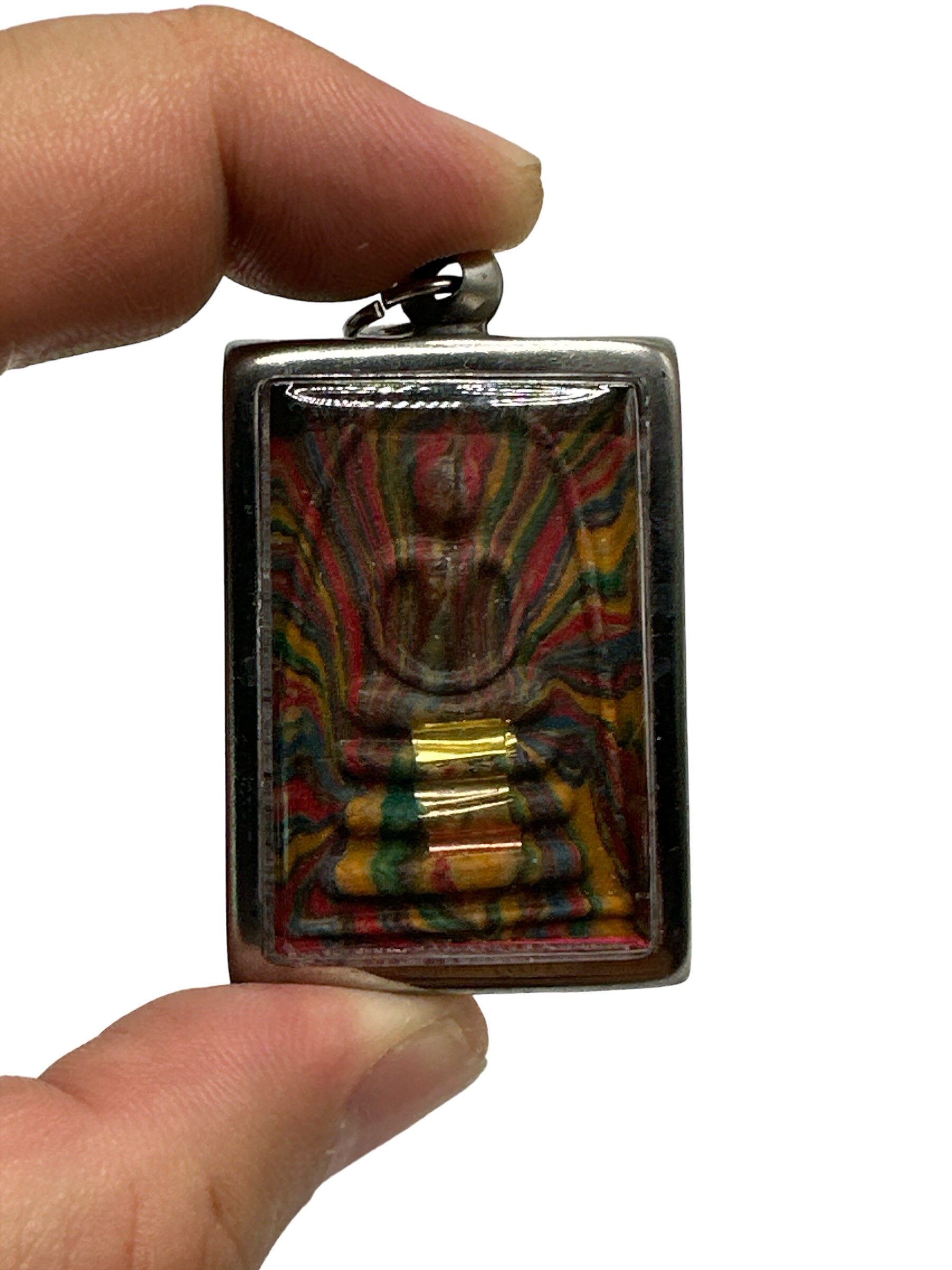 Vintage Thai Amulets Buddha Somdej Wat Rakhang, Rainbow Color, Saturday Flesh, Brass, Talisman, Powerful, Charm Necklace, Jewelry Amulet