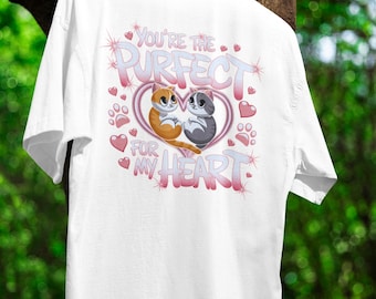 You're the Purrfect Match for My Heart Cat Shirt - Romantic Valentine's Day Gift - Adorable Cat Lover Graphic Tee for Pet Enthusiasts