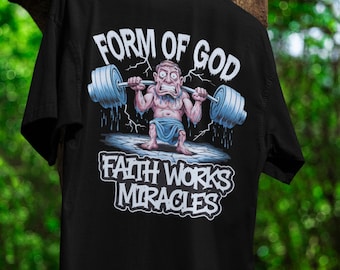 Faith Power T-Shirt Christian Gym Shirt Powerlifting Tee Religious Workout Gift Inspiring Fitness Shirt For Men Women Youth Fitness Apparel