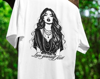 Self-Love Mantra Unisex Heavy Cotton Shirt Love Yourself First Tee Inspirational Graphic Gift Positive Affirmation Tshirt Confidence Tee