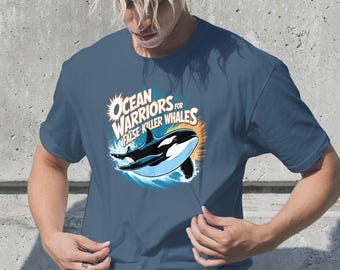 Cotton Unisex T-shirt, Orca Graphic, Killer Whale Art, False Killer Whale Slogan, Ocean Conservation, Marine Life Design, Activist WA