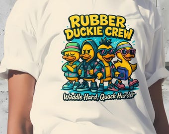 Rubber Duckie Crew Matching Shirt Funny Duck Shirt Retro Cartoon Animal Tee Quirky Yellow Duck Design Gift Group Festival Outfit