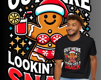 Festive Gingerbread Snack Unisex Softstyle T-Shirt, Christmas Art Tee, Holiday Humor Shirt, Funny Xmas Graphic Top, Cute Holiday Apparel
