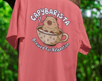 Capybara Coffee Shirt Latte Capyccino Tee Funny Barista Gift Cozy Café Outfit Cute Caffeine Lover Design Aesthetic Rodent Art Morning Brew