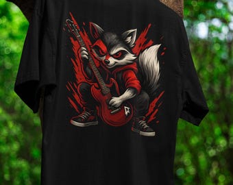 Fox Musician T-Shirt Rock Animal Band Tee Cool Cartoon Fox Shirt Music Lover Gift Joe Walsh Tee Guitar Player Gift Rock Band Shirt