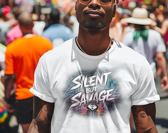 Silent But Savage Shirt Streetwear Tee Vaporwave Style Hooded Wolf Design Urban Casual Shirt Gift for Streetwear Fans
