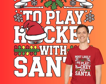 Hockey Santa Christmas Unisex Softstyle T-Shirt, Funny Holiday Tee, Hockey Lover Gift, Festive Season Shirt, Sports Fan Present, Christmas