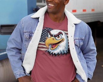 Patriotic Eagle Graphic Tee Unisex USA Bald Eagle T-Shirt for Veterans and 4th of July Independence Day Casual Wear Gifts Americana Fashion