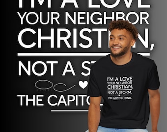 Christian Love Your Neighbor Unisex Softstyle T-Shirt Faith Statement Tee for Men and Women Peace and Unity Shirt Minimalist Compassion