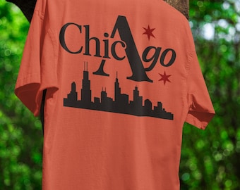 Chicago Skyline T-Shirt Chicago City Shirt Chicago Souvenir Gift Chicago Flag Stars Tee Unisex Chicago Shirt Travel Shirt