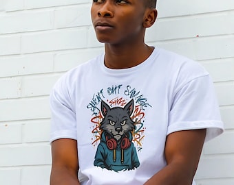 Silent But Savage Shirt Streetwear Tee Fierce Wolf Graphic Unisex Urban Shirt Everyday Wear Gift for Streetwear Fans